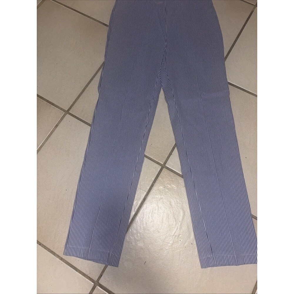Crosby Pants Womens 2 Blue White Striped Madison Crop Mid Rise Preppy Coastal
